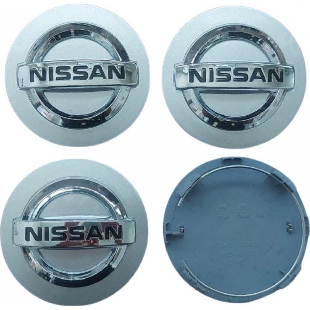 Τάπες κέντρου ζάντας NISSAN ασημί 60mm ΕΞ. 57mm ΕΣ.  4 τεμ. ΤΑΠΕΣ ΖΑΝΤΩΝ